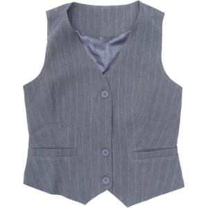 imageAllegra K Vest Tops for Women V Neck Sleeveless Button Down Striped Trendy Waistcoat Top Ladies Business Casual OutfitsGrey