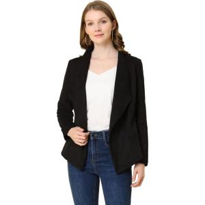 imageAllegra K Women Faux Suede Jacket Lapel Draped Open Front Cardigan Casual Trendy Suede BlazerBlack