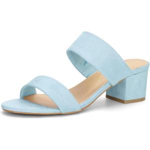 imageAllegra K Womens Block Heel Dual Straps Slides Sky Blue Sandals 75 M US