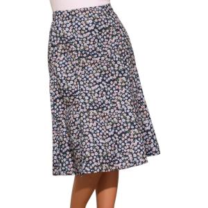 imageAllegra K Womens Floral Midi Skirt Peasant Elastic Waist ALine Ditsy Leave Print SkirtsFloral Dark Blue