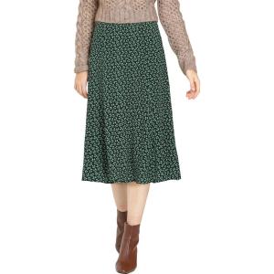 imageAllegra K Womens Floral Midi Skirt Peasant Elastic Waist ALine Ditsy Leave Print SkirtsGreen