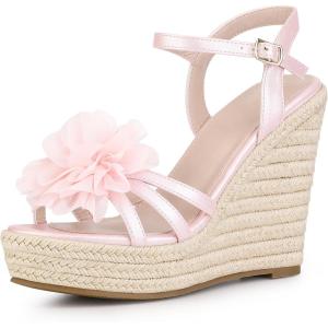 imageAllegra K Womens Flower Platform Espadrilles Wedge Heel SandalsBling Pink