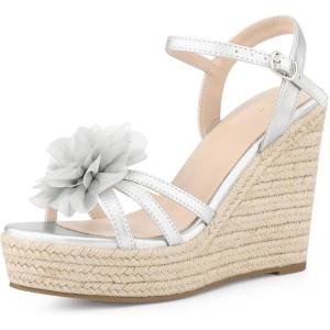 imageAllegra K Womens Flower Platform Espadrilles Wedge Heel SandalsSilver
