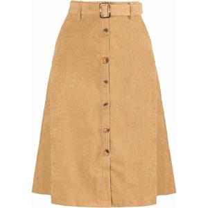 imageAllegra K Womens High Waist Button Front ALine Belted Corduroy Midi SkirtCamel