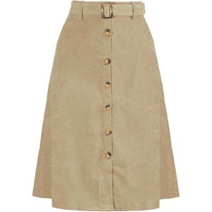 imageAllegra K Womens High Waist Button Front ALine Belted Corduroy Midi SkirtKhaki