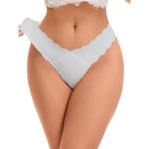 imageAllegra K Womens NoShow Hipster Unlined Cheeky Underwear VShape Waist Stretch BikiniLight Grey