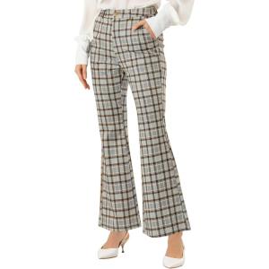 imageAllegra K Womens Plaid Pants Elastic Waist Bussiness Casual Work Office Long Trousers