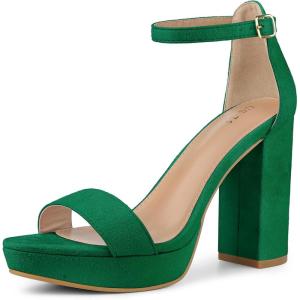 imageAllegra K Womens Platform High Heel Ankle Strap Chunky Heels SandalsCandy Green