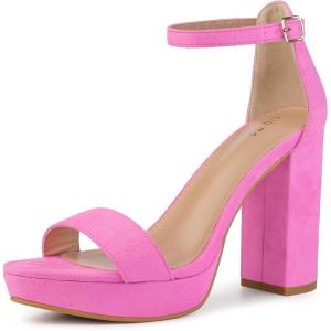 imageAllegra K Womens Platform High Heel Ankle Strap Chunky Heels SandalsPink