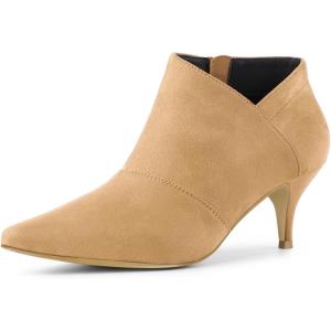 imageAllegra K Womens Pointed Toe Kitten Heel Cutout Ankle BootsKhaki