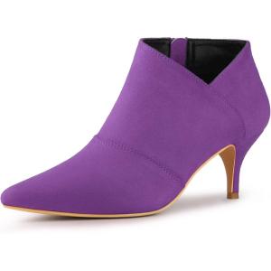 imageAllegra K Womens Pointed Toe Kitten Heel Cutout Ankle BootsPurple