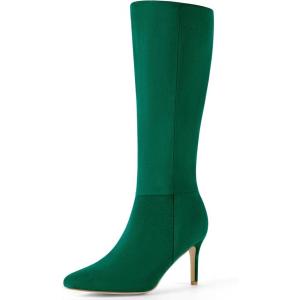 imageAllegra K Womens Pointed Toe Stiletto Heels Knee High BootGreen