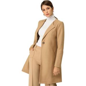 imageAllegra K Womens Winter Overcoat Lapel Collar Single Breasted Outerwear Long Pea CoatKhaki