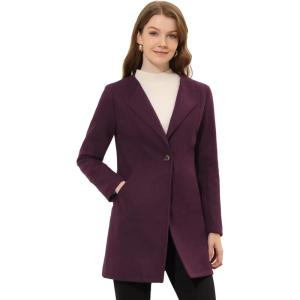 imageAllegra K Womens Winter Overcoat Lapel Collar Single Breasted Outerwear Long Pea CoatPurplish Red