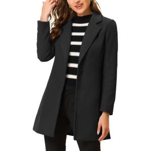 imageAllegra K Womens Winter Overcoat Notched Lapel One Buttoned MidLength Long CoatBlack