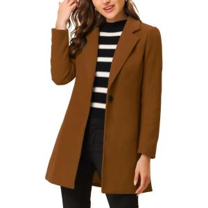 imageAllegra K Womens Winter Overcoat Notched Lapel One Buttoned MidLength Long CoatDark Brown