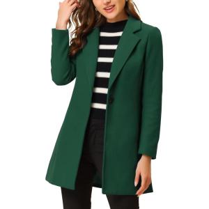 imageAllegra K Womens Winter Overcoat Notched Lapel One Buttoned MidLength Long CoatDark Green