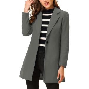 imageAllegra K Womens Winter Overcoat Notched Lapel One Buttoned MidLength Long CoatDark Grey