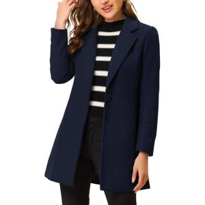 imageAllegra K Womens Winter Overcoat Notched Lapel One Buttoned MidLength Long CoatDeep Blue