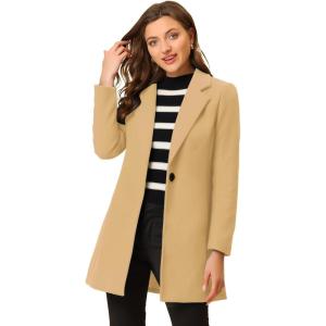 imageAllegra K Womens Winter Overcoat Notched Lapel One Buttoned MidLength Long CoatKhaki