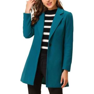 imageAllegra K Womens Winter Overcoat Notched Lapel One Buttoned MidLength Long CoatLake Blue