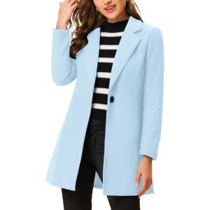 imageAllegra K Womens Winter Overcoat Notched Lapel One Buttoned MidLength Long CoatLight Blue