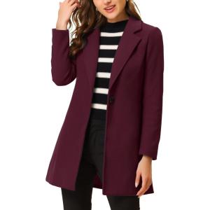 imageAllegra K Womens Winter Overcoat Notched Lapel One Buttoned MidLength Long CoatPurplish