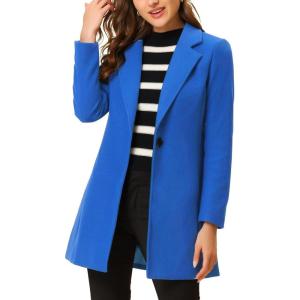 imageAllegra K Womens Winter Overcoat Notched Lapel One Buttoned MidLength Long CoatSea Blue