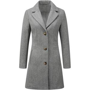 imageAllegra K Womens Winter Pea Coat 2025 Fall Single Breasted Long Outerwear Trench CoatsLight Grey