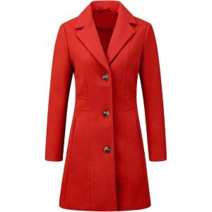 imageAllegra K Womens Winter Pea Coat 2025 Fall Single Breasted Long Outerwear Trench CoatsRed