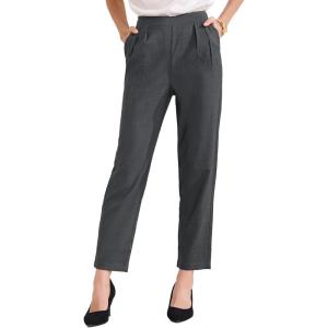 imageAllegra K Womens Work Pants with Pockets Pull on High Waist Dress Ankle Pants SlacksDark Grey