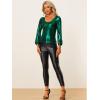 imageAllegra K Halloween Metallic Blouse for Womens Sparkly Party Shiny Bishop Sleeve Glitter TopsGreen