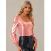 imageAllegra K Halloween Metallic Blouse for Womens Sparkly Party Shiny Bishop Sleeve Glitter TopsRose Gold