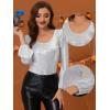 imageAllegra K Halloween Metallic Blouse for Womens Sparkly Party Shiny Bishop Sleeve Glitter TopsSilver