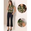 imageAllegra K Satin Work Blouses for Womens Floral Vintage Cap Sleeve Business Casual BlouseDark Green