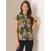 imageAllegra K Satin Work Blouses for Womens Floral Vintage Cap Sleeve Business Casual BlouseDark Green