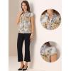 imageAllegra K Satin Work Blouses for Womens Floral Vintage Cap Sleeve Business Casual BlouseGray