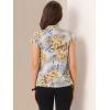 imageAllegra K Satin Work Blouses for Womens Floral Vintage Cap Sleeve Business Casual BlouseGray
