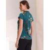 imageAllegra K Satin Work Blouses for Womens Floral Vintage Cap Sleeve Business Casual BlouseNavy Blue