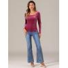 imageAllegra K Velvet Top for Womens Square Neck Long Sleeves Solid Casual TShirt BlouseHot Pink