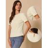 imageAllegra K Vintage Gingham Top for Womens Puff Short Sleeve Crew Neck Casual Check ShirtPale Yellow