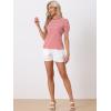 imageAllegra K Vintage Gingham Top for Womens Puff Short Sleeve Crew Neck Casual Check ShirtRed