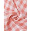 imageAllegra K Vintage Gingham Top for Womens Puff Short Sleeve Crew Neck Casual Check ShirtWatermelon Pink