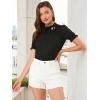 imageAllegra K Womens Bow Tie Neck Tops Elegant Office Short Sleeve BlouseBlack