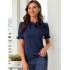 imageAllegra K Womens Bow Tie Neck Tops Elegant Office Short Sleeve BlouseDark Blue