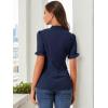 imageAllegra K Womens Bow Tie Neck Tops Elegant Office Short Sleeve BlouseDark Blue