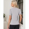 imageAllegra K Womens Bow Tie Neck Tops Elegant Office Short Sleeve BlouseGray