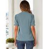 imageAllegra K Womens Bow Tie Neck Tops Elegant Office Short Sleeve BlouseGray Blue
