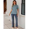 imageAllegra K Womens Bow Tie Neck Tops Elegant Office Short Sleeve BlouseGray Blue