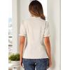 imageAllegra K Womens Bow Tie Neck Tops Elegant Office Short Sleeve BlouseLight Beige